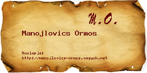Manojlovics Ormos névjegykártya